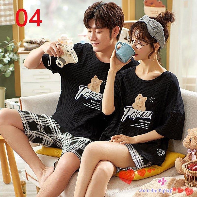 税込 下着 靴下 部屋着 ペアパジャマ カップルパジャマ 春夏 パジャマ パジャマ 夏 半袖 ルームウェア オシャレ ペアルック お揃い レディース メンズ カップル 上下セット ペアパジャマ 綿 コットン 大きいサイズ 寝巻き 部屋着 Www Threeriversofs Com