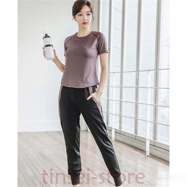 スポーツウェア レディース セット 細見せ トレーニングウェア 上下 ランニング ウェア 可愛い フィットネスウェア おしゃれ ー品販売