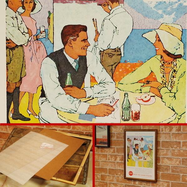 額装済/Fiac 1988/デルプラット/ポスター コカコーラ リゾート イラスト ポスター B4額縁付き ◇ 広告 複製 B4