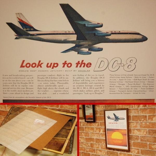 ダグラス DC-8 複製 ポスター B4額入り ◇ ジャンボ 飛行機 '59 B4-278