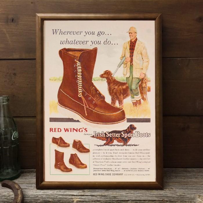 レッドウィング レトロポスター B4フレーム付き ◇ 復刻広告 ブーツ
