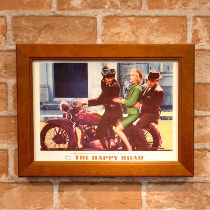 THE HAPPY ROAD バイクに3人乗り 映画 ミニポスター B5 額入り ◆ 複製記事 FB5-33｜smilemaker2525