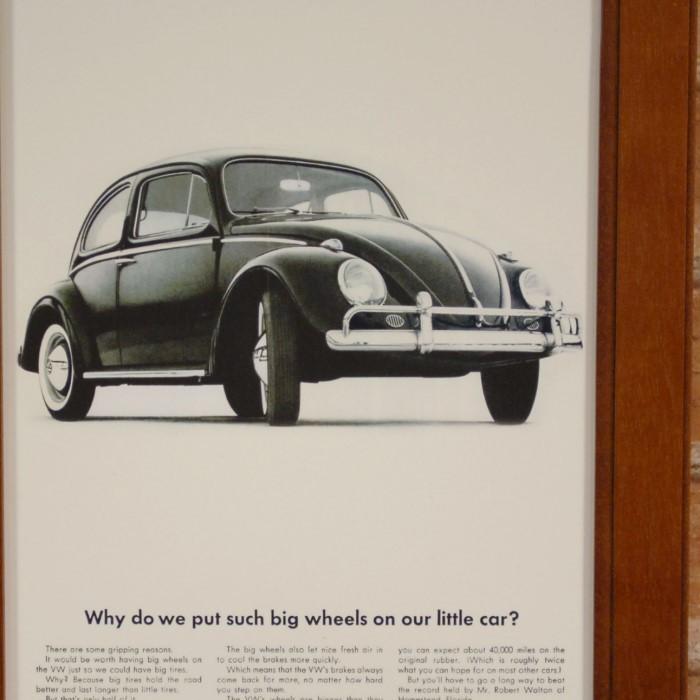 ワーゲン ビートル ミニポスター B5額付き ◇ VW 複製広告 タイプ1