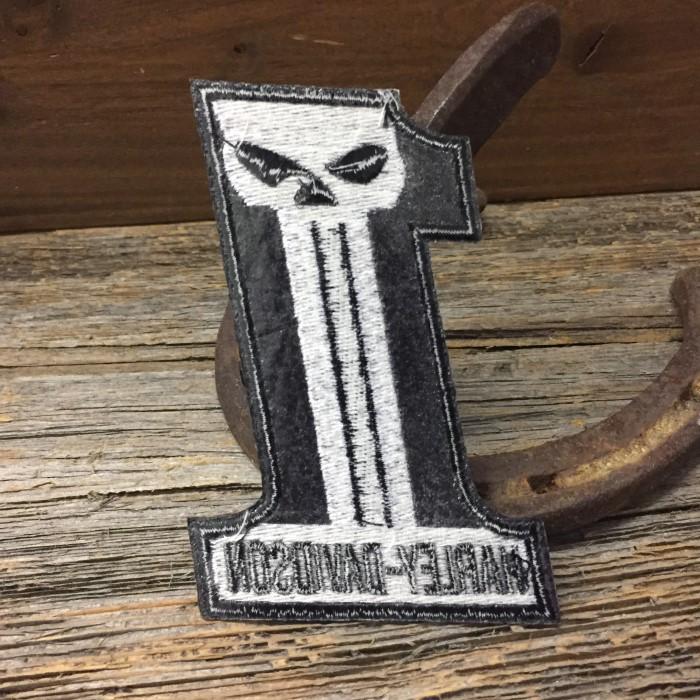 60年代　ビンテージハーレーワッペン　Harley-Davidson スカル 送料無料 ハーレー ウィリーG No.1 スカル 刺繍 ワッペン ◇ HARLEY