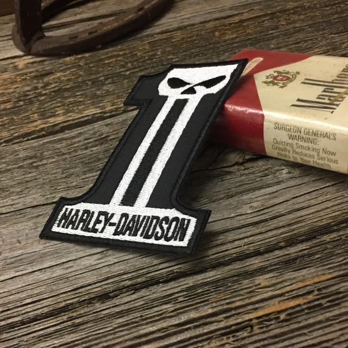 送料無料 ハーレー ウィリーG No.1 スカル 刺繍 ワッペン ◇ HARLEY
