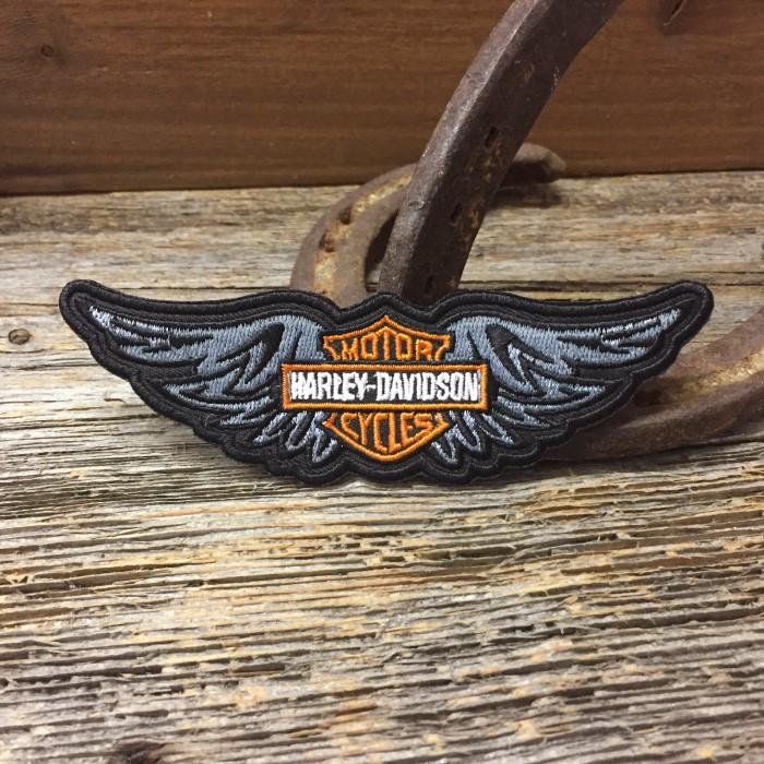送料無料 ハーレー ウィング ロゴ ミニ 刺繍 ワッペン ◇ 羽根