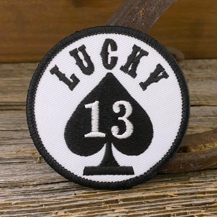 Lucky13 丸形 ワッペン ◇ パッチ スペード ラッキーサーティーン 刺繍