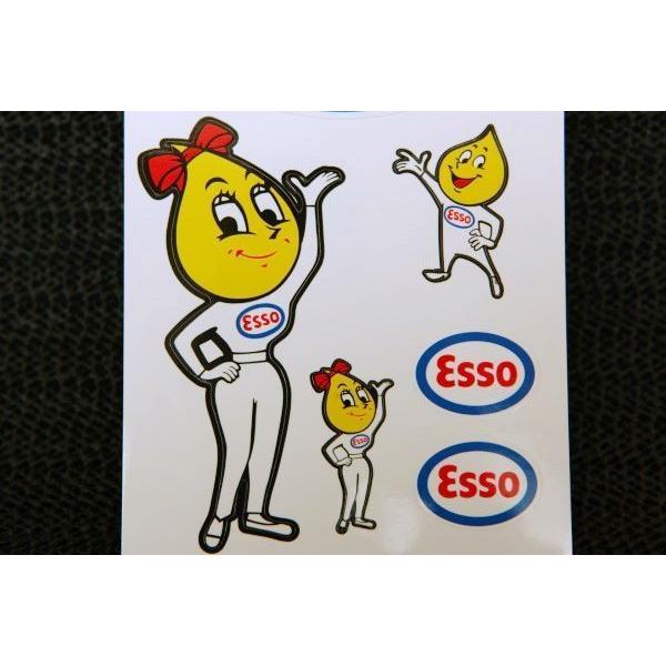 Esso ドロップ ボーイ & ガール ステッカー ◇ イラスト エッソ シール