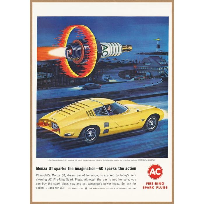 CHEVROLET MONZA GT レトロミニポスター B5サイズ 複製広告 AC 点火