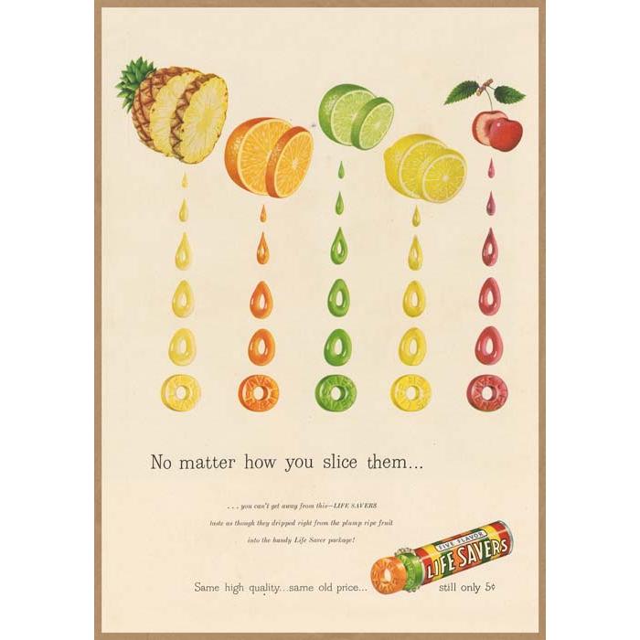 LIFESAVERS レトロミニポスター B5サイズ 複製広告 ◇ ライフセーバー