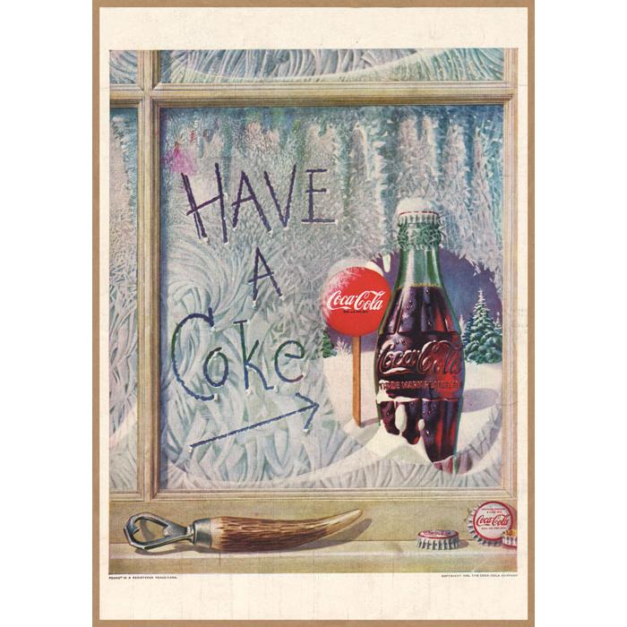 Coca-Cola 冬の窓際 レトロミニポスター B5サイズ 複製広告