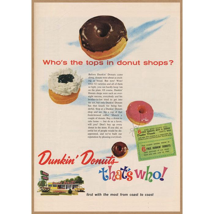 ダンキンドーナツ レトロミニポスター B5サイズ 複製広告 ◇ Dunkin