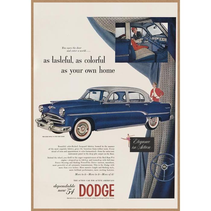 DODGE ROYAL V8 レトロミニポスター B5サイズ 複製広告 アメ車 ダッジ ロイヤル 4ドア セダン USAD5385