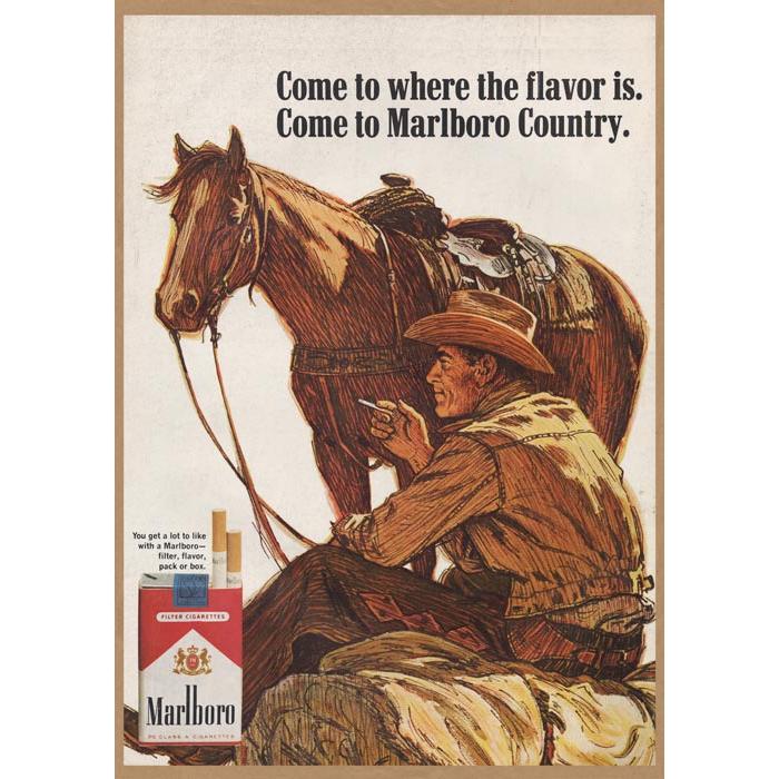 Marlboro 馬とカウボーイ イラスト レトロミニポスター B5サイズ 複製