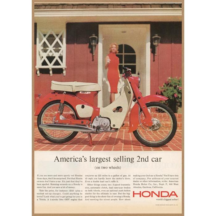 HONDA カブ レトロミニポスター B5サイズ ◇ 複製広告 ホンダ スーパー