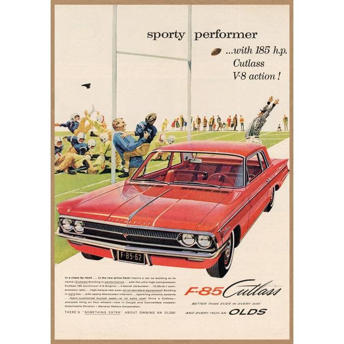 OLDSMOBILE カトラス F-85 レトロミニポスター B5サイズ 複製広告