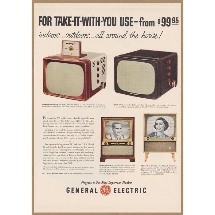 GE テレビ レトロミニポスター B5サイズ 複製広告 ◇ ゼネラル