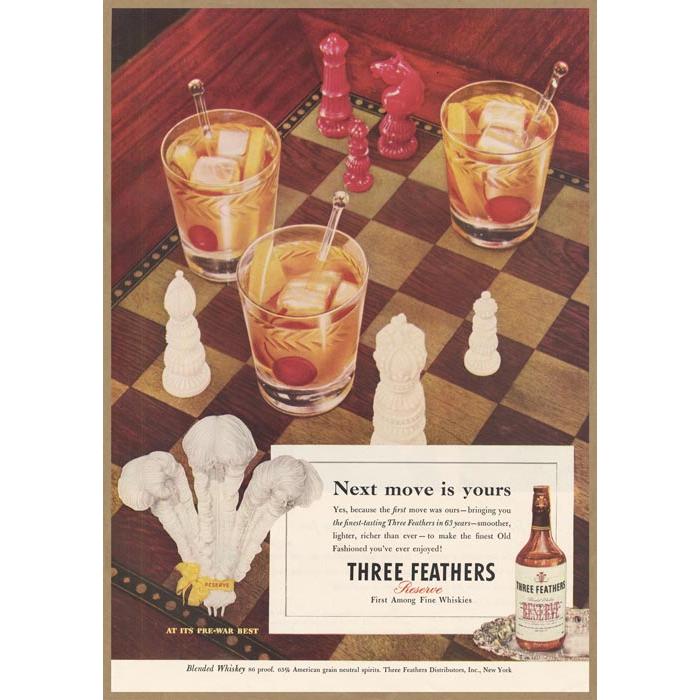THREE FEATHERS レトロミニポスター B5サイズ 複製広告 ◇ 洋酒