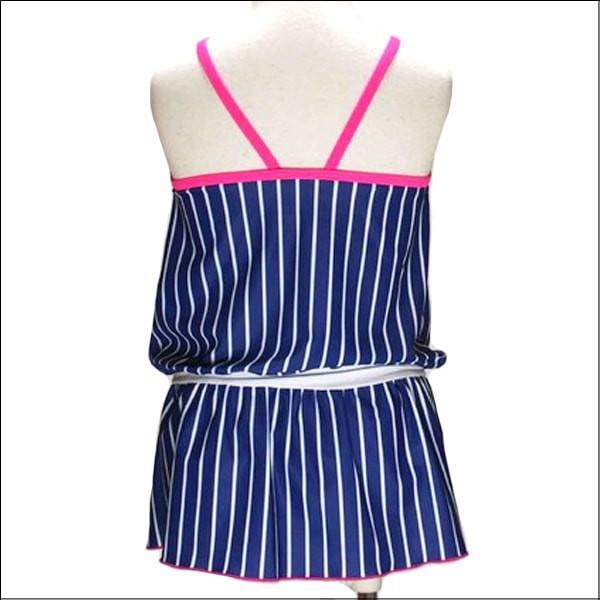 女の子 水着 ストライプ柄 Aライン ワンピース水着 110cm 120cm 130cm