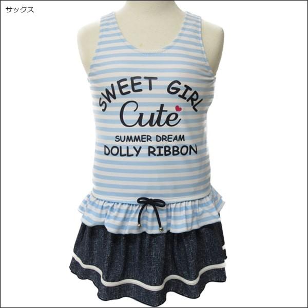 Dolly Ribbon タンキニ 水着 2点セット 140cm 150cm 160cm サックス ネイビー 482071 ドーリーリボン｜smilemako｜02