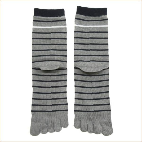 最も優遇の 靴下 メンズ ボーダー柄 18cm丈 5本指 ソックス 2足組 25 27cm B紺 灰 Set0690 C白 黒 セット D黒 白 A灰 紺