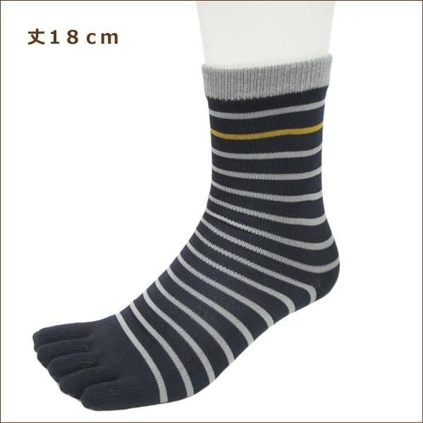 最も優遇の 靴下 メンズ ボーダー柄 18cm丈 5本指 ソックス 2足組 25 27cm B紺 灰 Set0690 C白 黒 セット D黒 白 A灰 紺