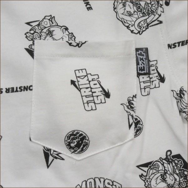 モンスターストライク 総柄 半袖 Tシャツ 130cm 140cm 150cm 047-05黒