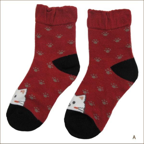 靴下 赤色 2重編み ウールmix ソックス 2足組 22 25cm A B C Set0840 Z Set0840 すまいるまこ 通販 Yahoo ショッピング
