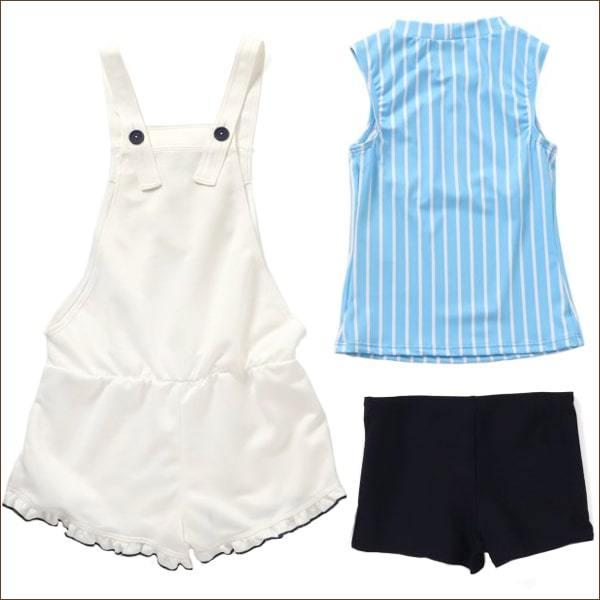 女の子 サロペット付き タンキニ 水着 3点セット XS140cm S150cm