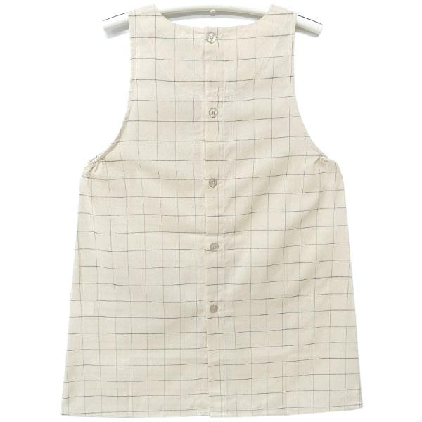 エプロン 後ろボタン 着痩せ グラフチェック柄 レディース M〜L ピンク