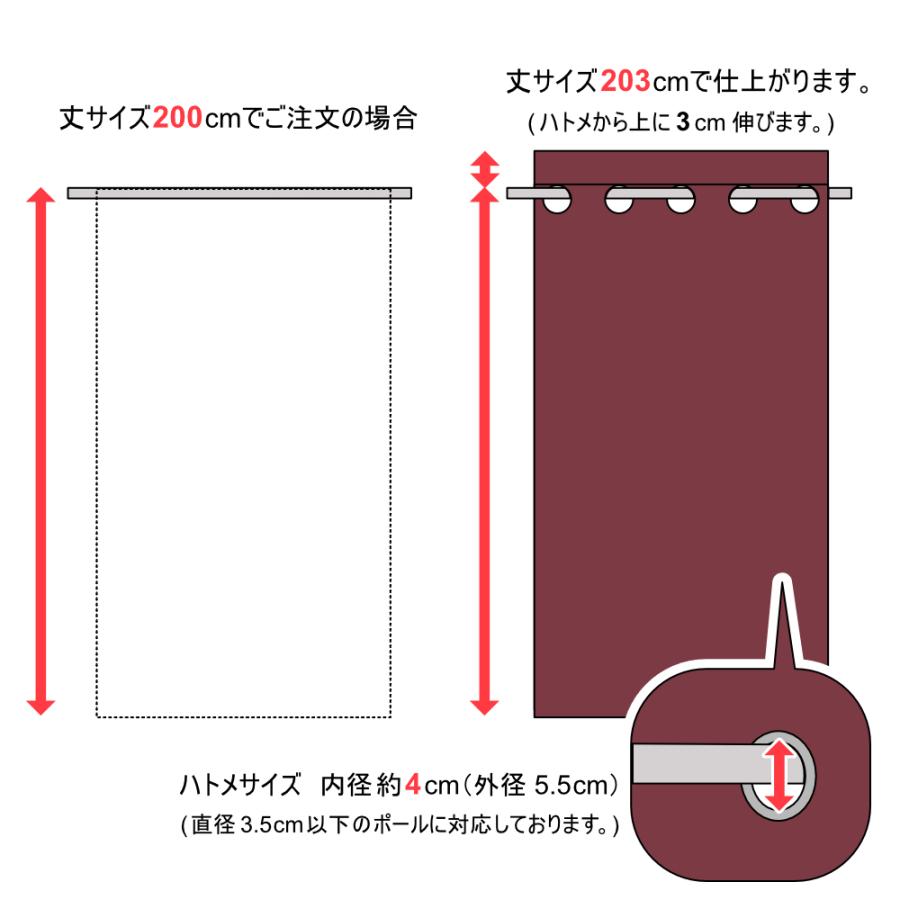 スマイル商店 ハトメカーテン 遮光1級 目隠し 間仕切り 幅105cm〜200cm