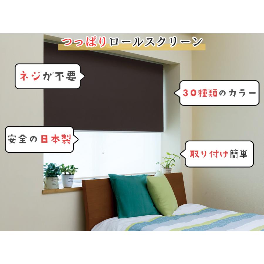 つっぱりロールスクリーン ロールカーテン 30色 幅25〜40cm 丈91〜180cｍ_1