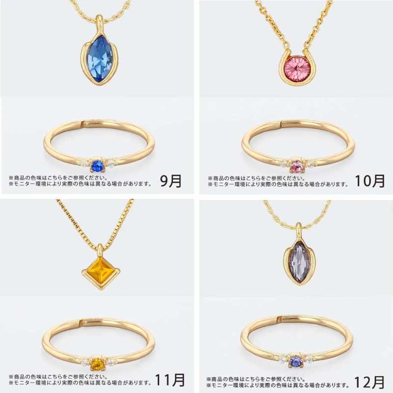 ネックレス＆リングセット 12ヶ月 誕生石 かわいい おしゃれ 