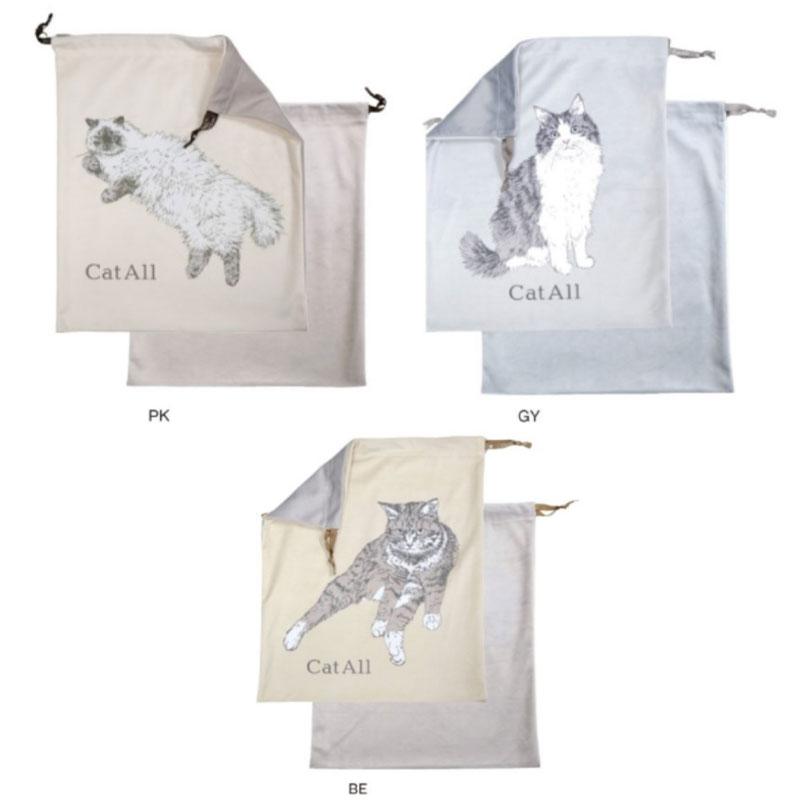 巾着袋 ネコ 巾着 猫 巾着ポーチ Lサイズ 収納 トラベルポーチ ねこ