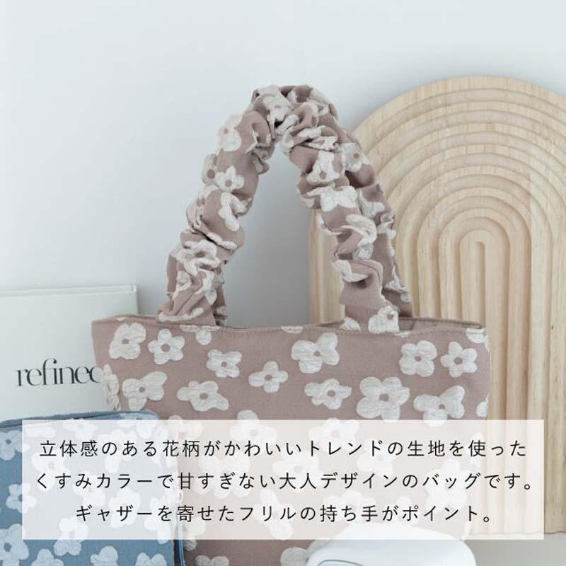 バッグ トートバッグ マチ有 小さめ レディース マチ付き シフォン 花