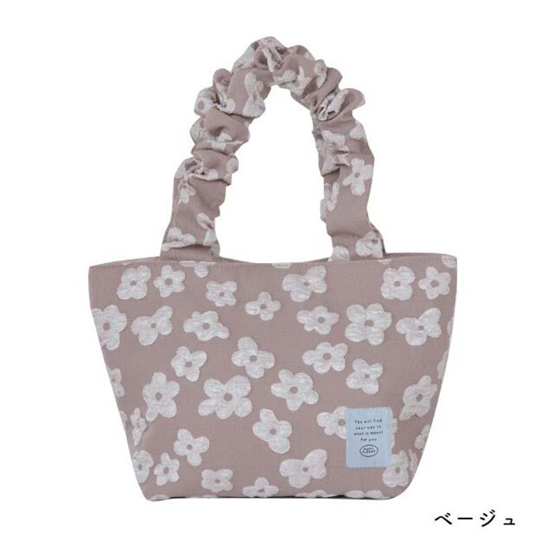 バッグ トートバッグ マチ有 小さめ レディース マチ付き シフォン 花 