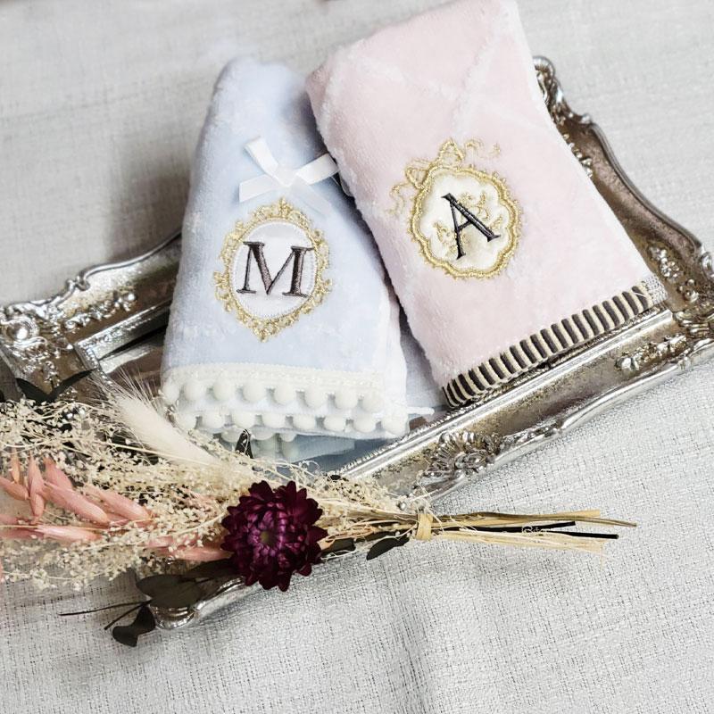 タオルハンカチ イニシャル ハンカチ プレゼント ギフト レディース  