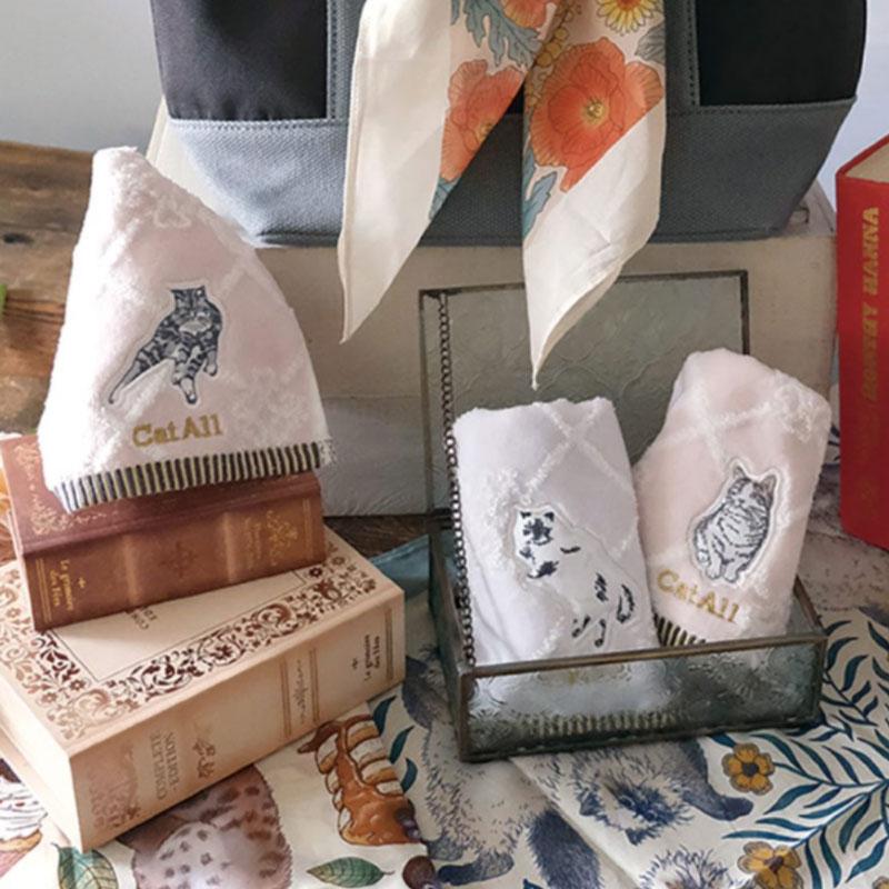 タオルハンカチ 猫 タオル ハンカチ キャット 刺繍 おしゃれ かわいい