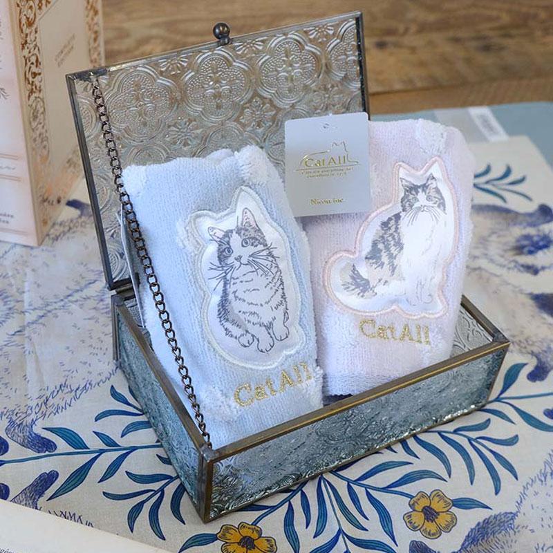 タオルハンカチ 猫 タオル ハンカチ キャット 刺繍 おしゃれ かわいい