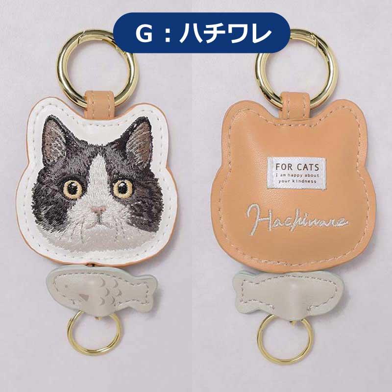 カラビナ リール付き 猫 キーホルダー かわいい キーチェーン おしゃれ 実写猫顔 アクリルキーホルダー カラビナ付き 癒し系 バッグチャーム