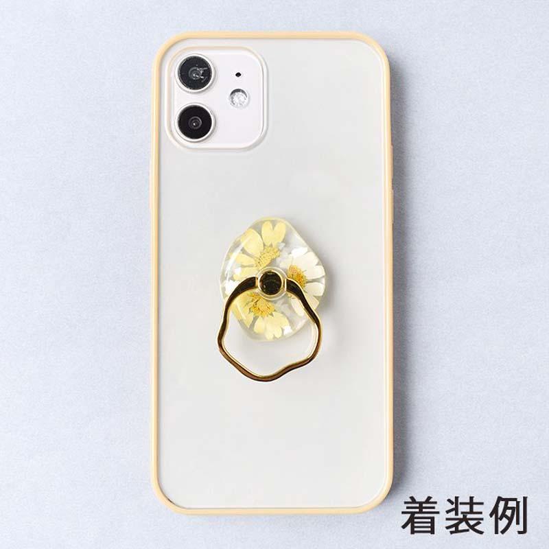 アリッサム 押し花 ドライフラワー スマホリングハンドメイド iPhoneケース アリッサム 押し花 ドライフラワー スマホリングハンドメイド