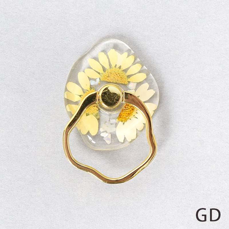 スマホリング バンカーリング 押し花 クリア ドライフラワー