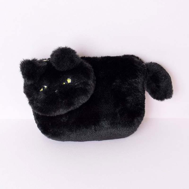 あちゃちゅむ　ツインベア　ファーポーチ　黒　クマ　ぬいぐるみポーチ あちゃちゅむ ツインベア ファーポーチ 黒 クマ ぬいぐるみ