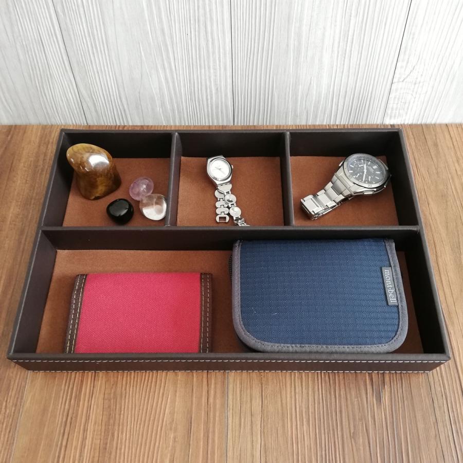 スマイルミント レザー トレイ 4部屋 ブラウン | 