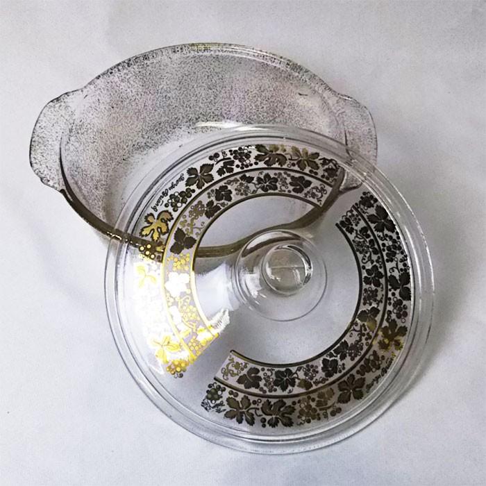 Fire-king ファイヤーキング クリアゴールド キャセロール 鍋