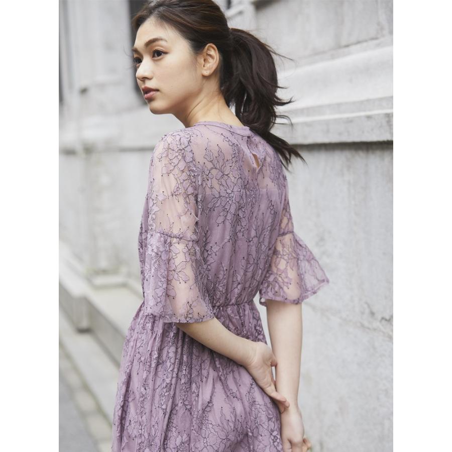 SMILE ORCHID パーティードレス　ネイビー　M  レース　ロングドレス 楽天市場】刺繍レース切り替えプリーツロングパーティードレス