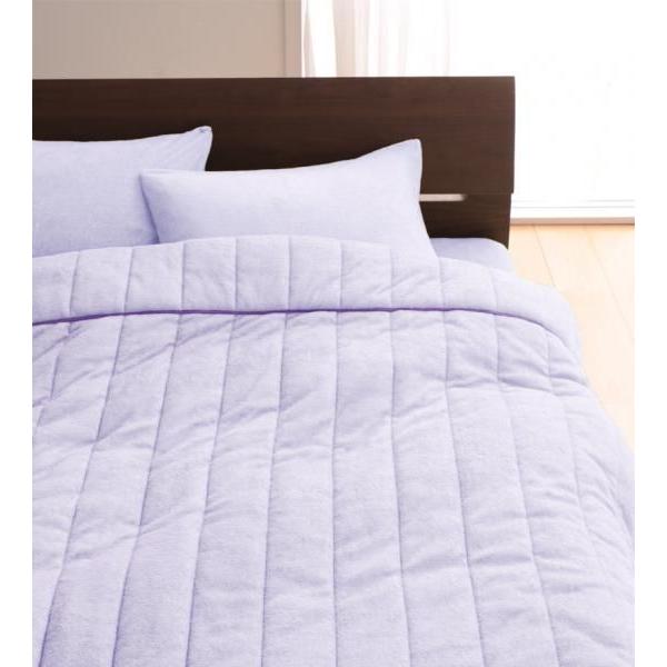 20色から選べる！365日気持ちいい！コットンタオルキルトケット＆パッド一体型ボックスシーツ　セミダブル　ラベンダー