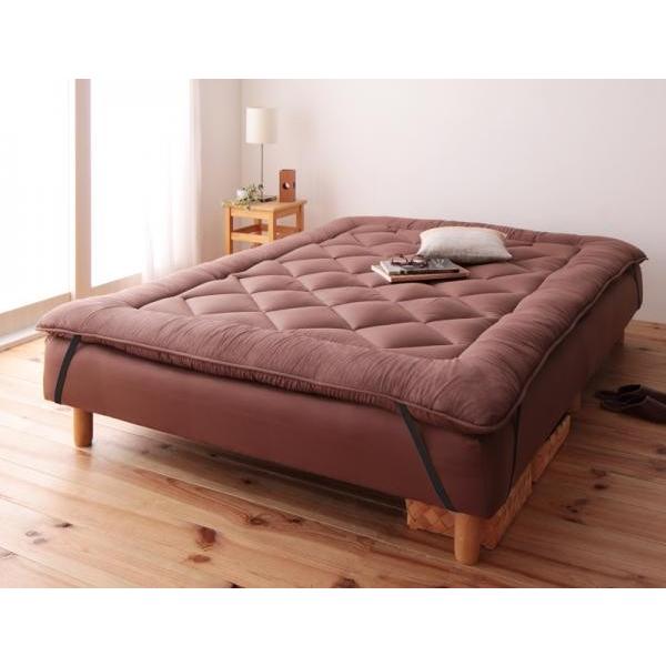 新・移動ラクラク!分割式ボンネルコイルマットレスベッド 脚30cm 専用敷きパッドセット シングル　ブラウン