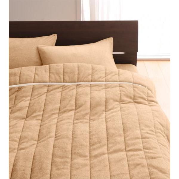 20色から選べる！365日気持ちいい!コットンタオルキルトケット&和式用フィットシーツ　ダブル　ナチュラルベージュ