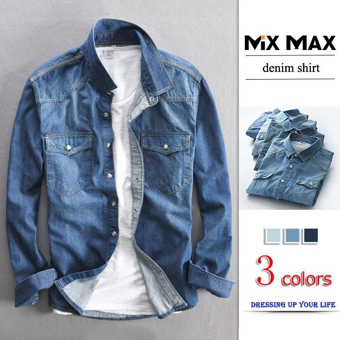 デニムジャケット デニム デニムシャツ メンズ ジャケット ジージャン 長袖 シャツ ヴィンテージ カジュアルシャツ Gジャン 春 ウエスタン デニムシャツ Ccs360 Mixmax 通販 Yahoo ショッピング